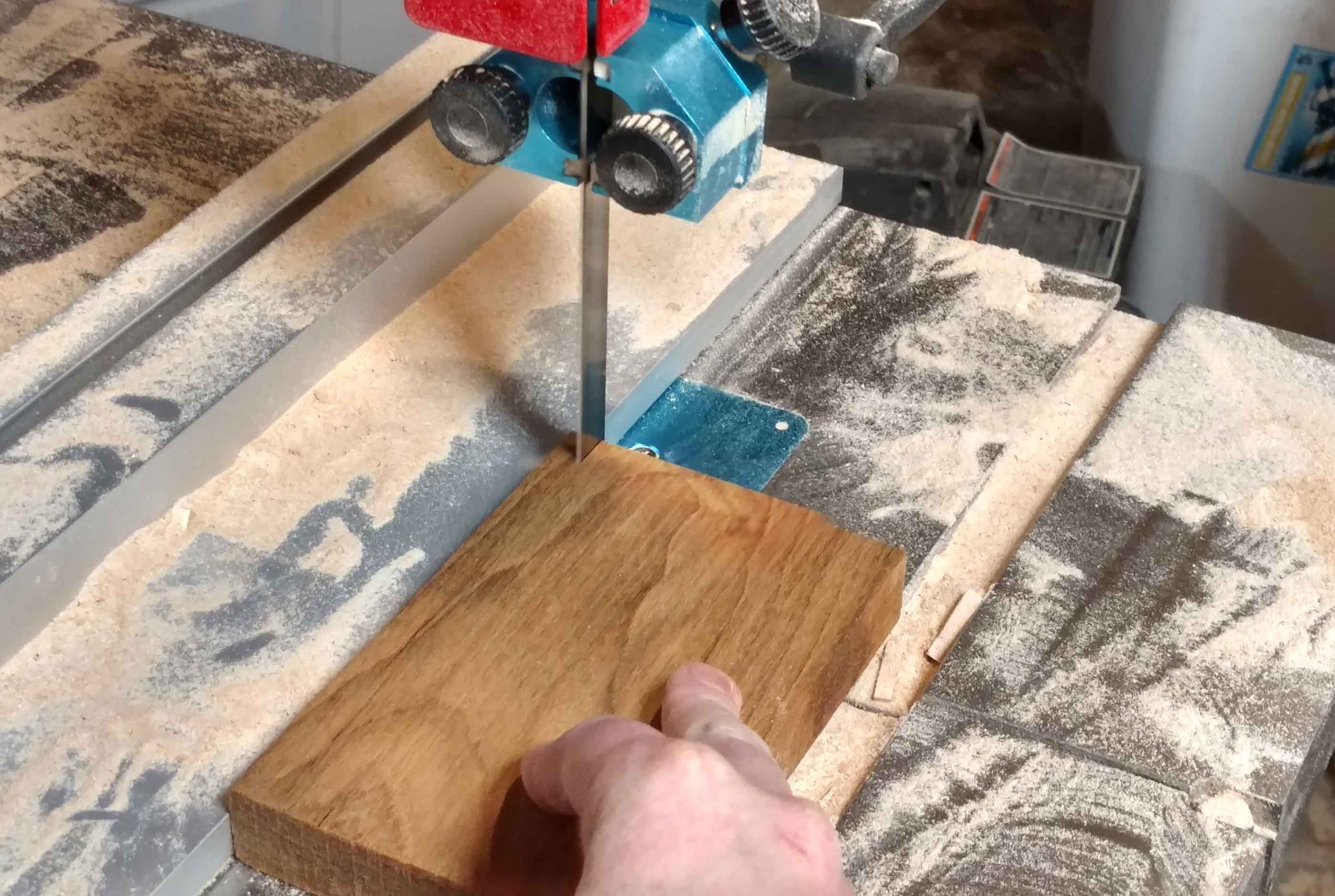 bandsawing out square dowel blanks